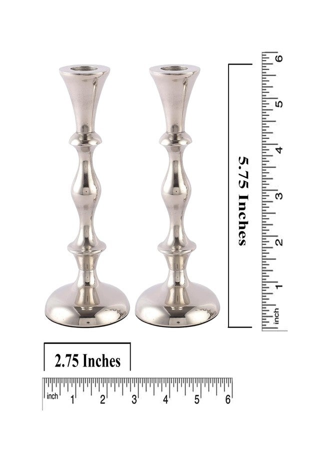 Rely+ Silver Candle Holders Set of 2 Dinning Coffee Table Centerpiece Candle Holders Taper Candlesticks Holders Christmas Decor Home Candle Holder - Image 3